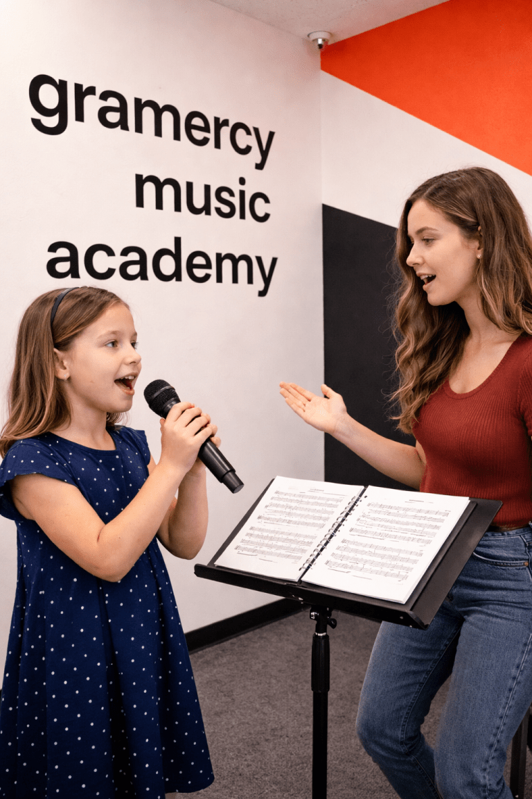 girl getting voice lessons at gramercy music academy